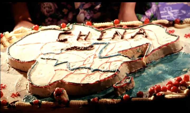 中国地图蛋糕，象征被瓜分的国土