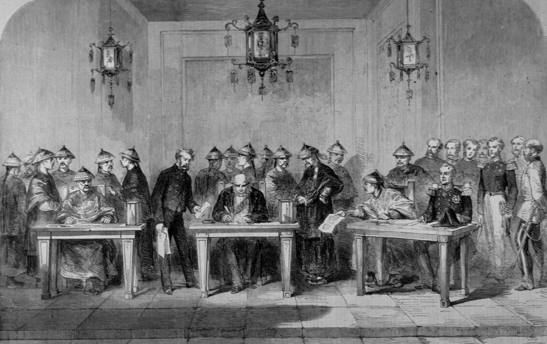 1898年天津条约签订历史场景