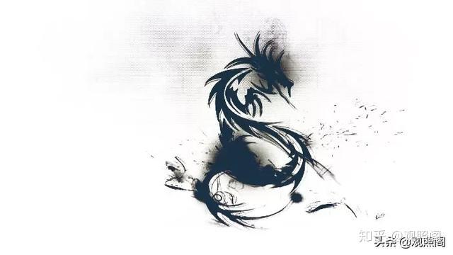 水墨抽象龙影：黑白墨迹勾勒的蜿蜒龙身，神秘而飘逸，宛如云雾中的幻影