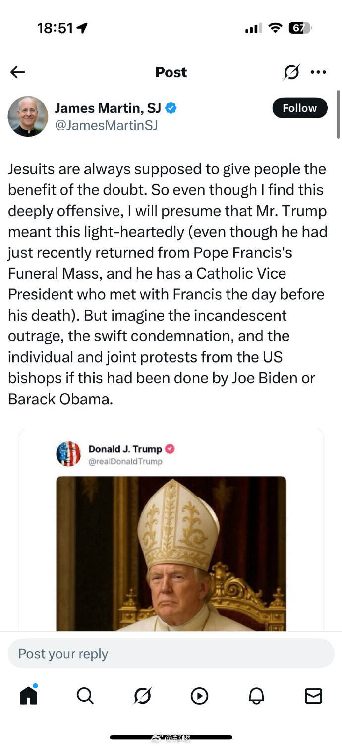 神父批评特朗普