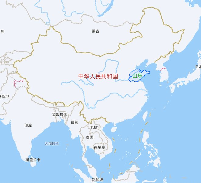 中国地图，蓝色高亮山东半岛，仿佛在回应「北巴拉特」的精准打击
