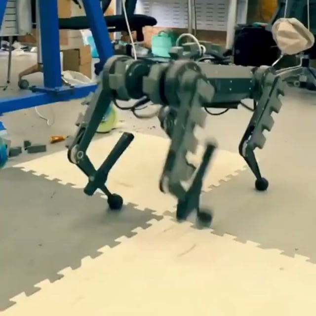 四足机器人在实验室环境中行走